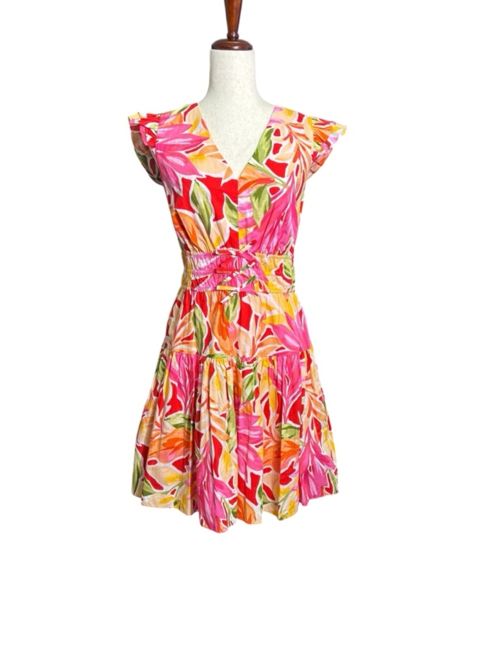 NWT Vince Camuto Tropical Floral Mini Dress Dopamine Dressing Resortcore Size 14